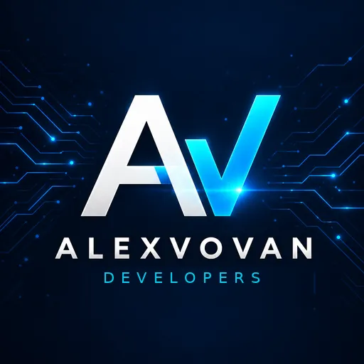 Оригинальный логотип AlexVovan с надписью DEVELOPERS